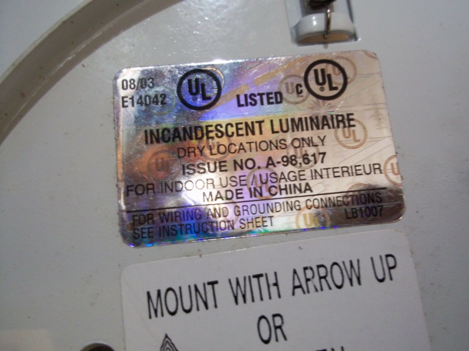 NEW INCANDESCENT LUMINAIRE E14042 6598 INDOOR CEILING LIGHTING FIXTURE