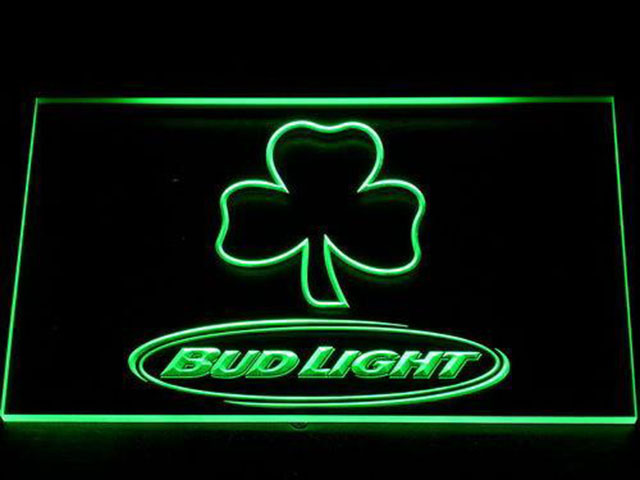 Bud Light Shamrock Outline LED Neon Sign display glowing decor crafts