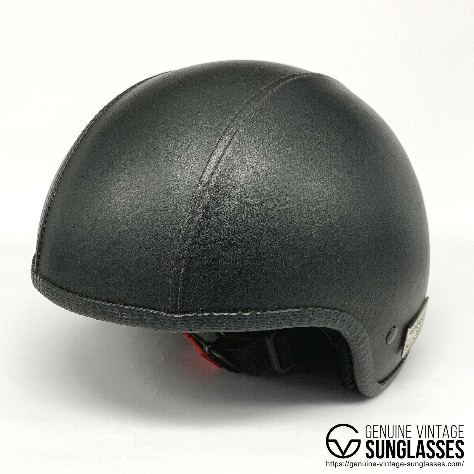 Vintage Motorcycle Helmet - " the Classical Way " - all Black Leather - Harley - Helmets