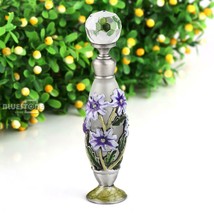 Glass &amp; Metal Vintage Refillable Empty Perfume Bottle Antique Art Style ... - $13.09