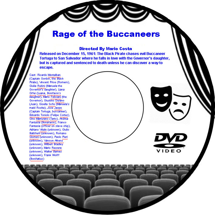 Rage of the Buccaneers 1961 DVD Movie  Ricardo Montalban Vincent Price Giulia Ru