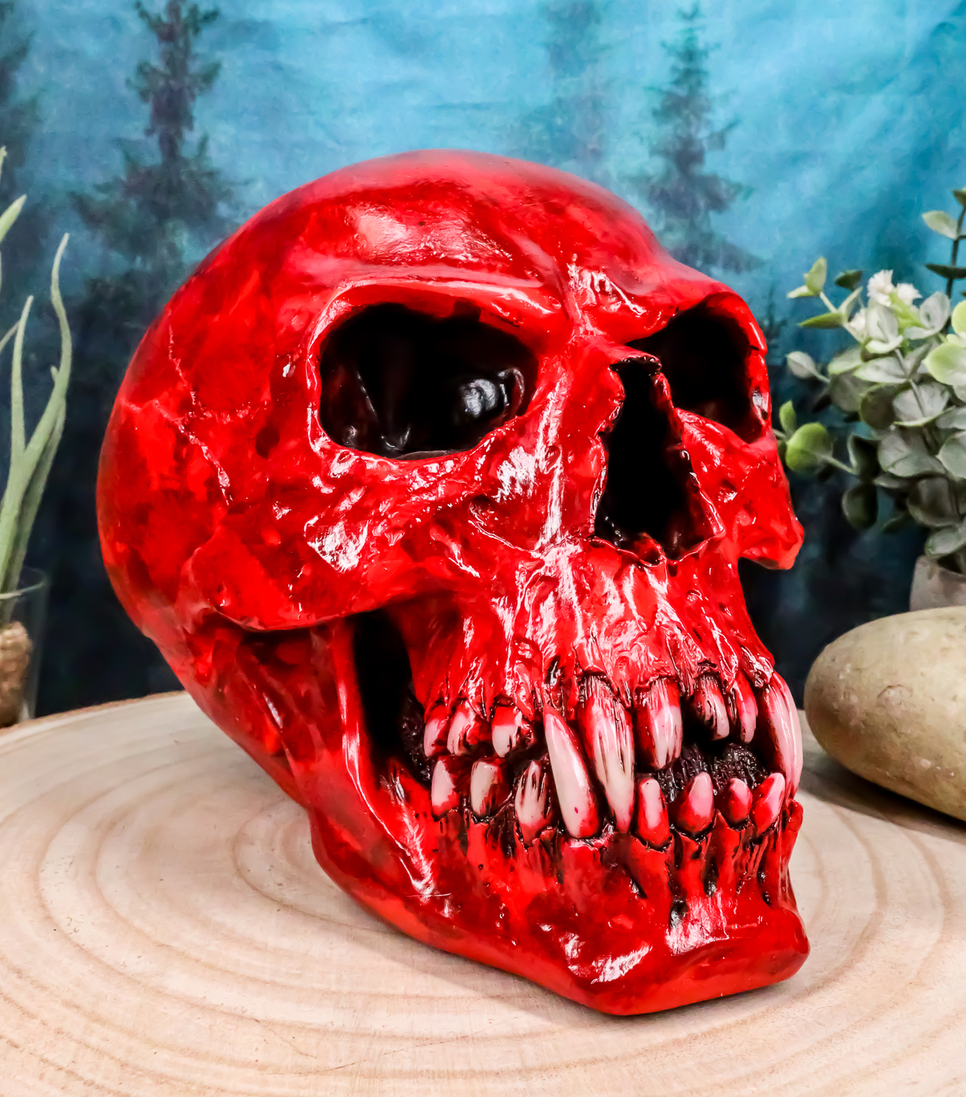 Bloodlust Red Blood Vampire Skull Statue 8Long Demonic Dracula Skeleton Cranium