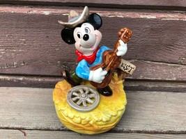 Vtg Walt Disney Character Schmid Cowboy Mickey Mouse Music Box 6" - $34.60