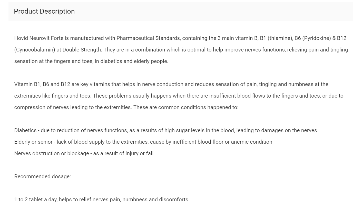 100's NEUROVIT FORTE Vitamin B Complex B1, B6, B12 High Strength