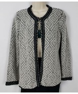 JM Collection Open Front Cardigan Sweater Size Medium Black White Lagen-... - $17.82
