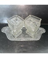 Vintage Indiana Tiara Sandwich Clear Glass Diamond Shape Sugar and Cream... - $25.00