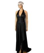 Black Satin Halter David&#39;s Bridal Evening Dress with Train - $55.00