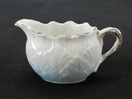 Vintage Porcelain Cream Pitcher, Pastel Blue w/3D Surface Art, Gold Trim... - $12.69