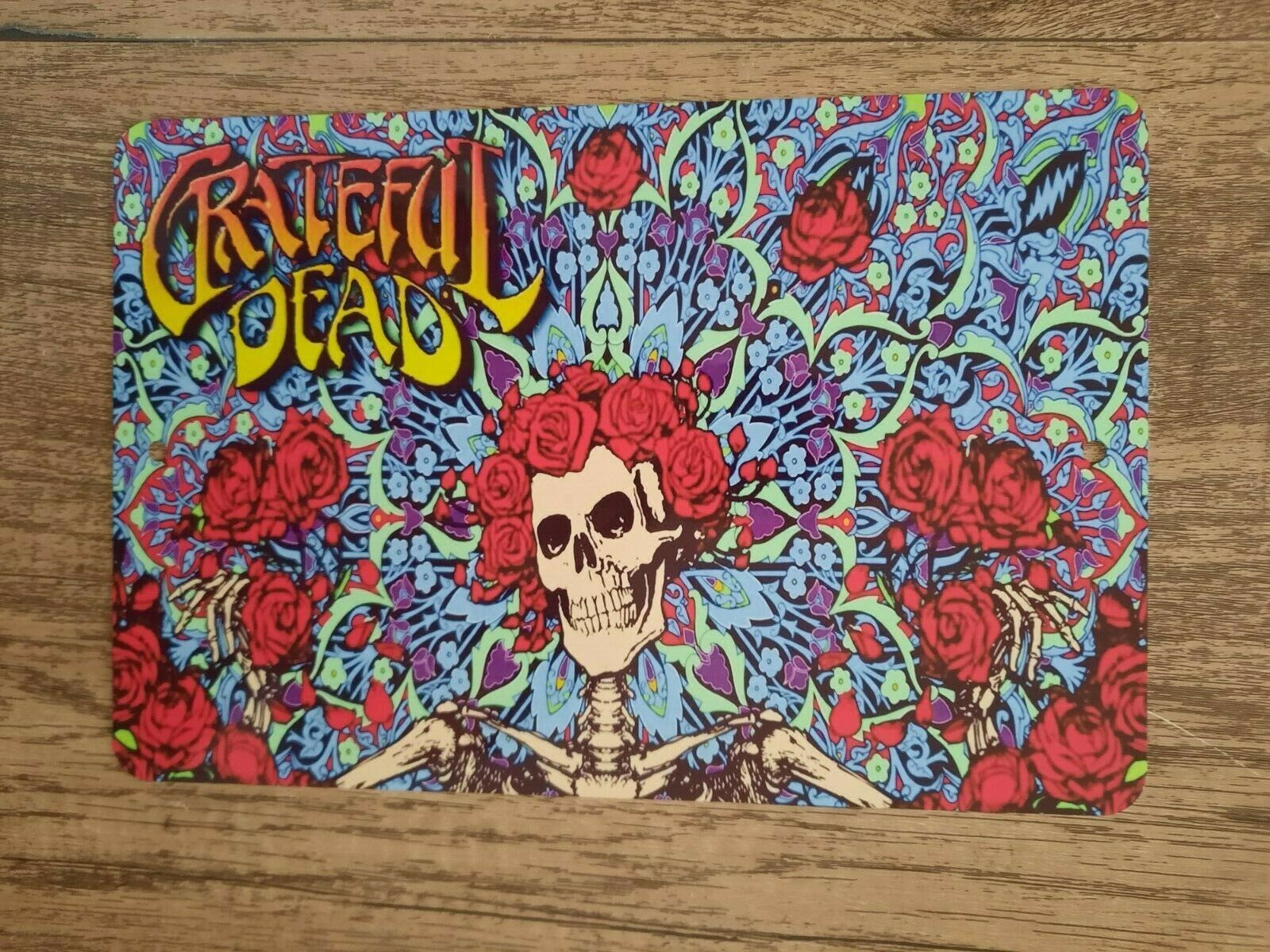 Grateful Dead Skull n Roses 8x12 Metal Wall Sign