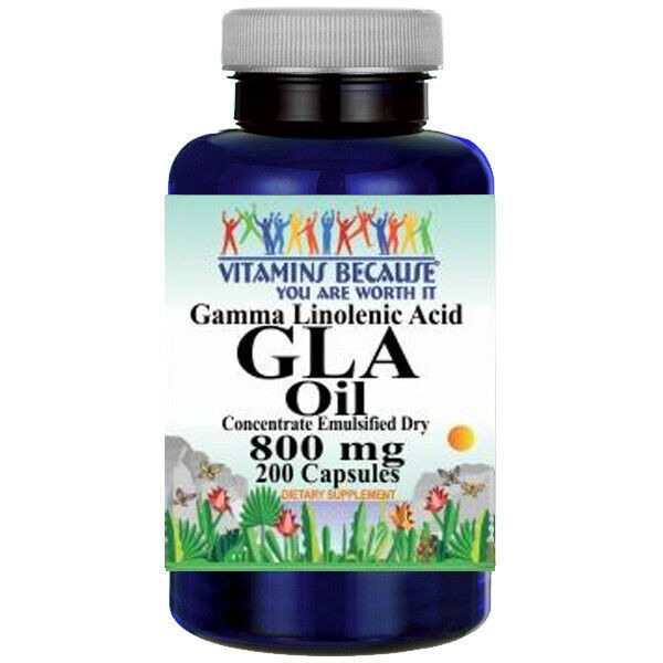 GLA (Gamma Linolenic Acid) 800mg 200 Caps by Vitamins Because