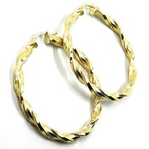18K YELLOW GOLD BIG HOOPS EARRINGS DIAMETER 50mm TUBE 5mm TWISTED SATIN POINTED image 4