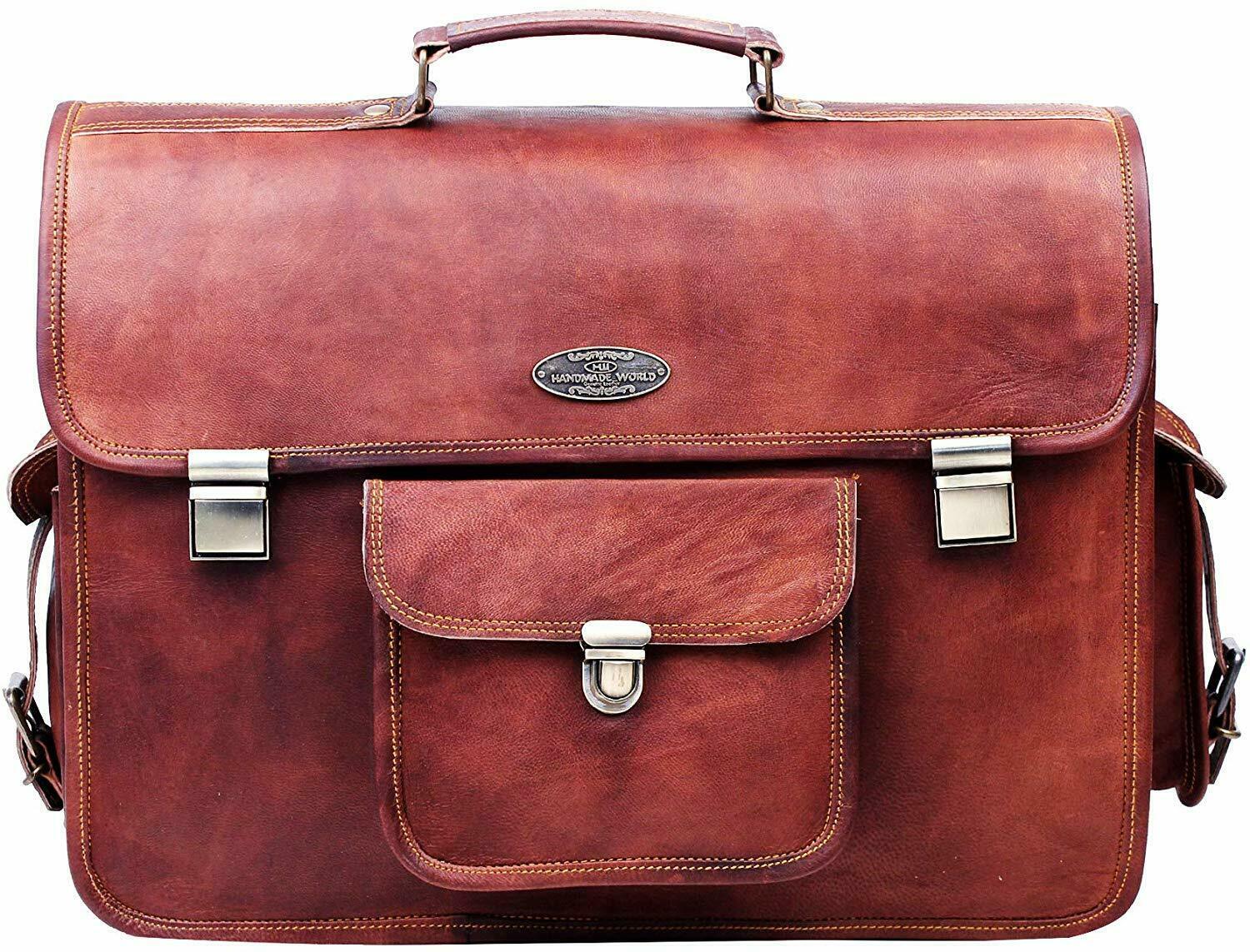 Large Leather Messenger Bag for Men 18 inches with Rustic Look Leather Briefcase - Bags
