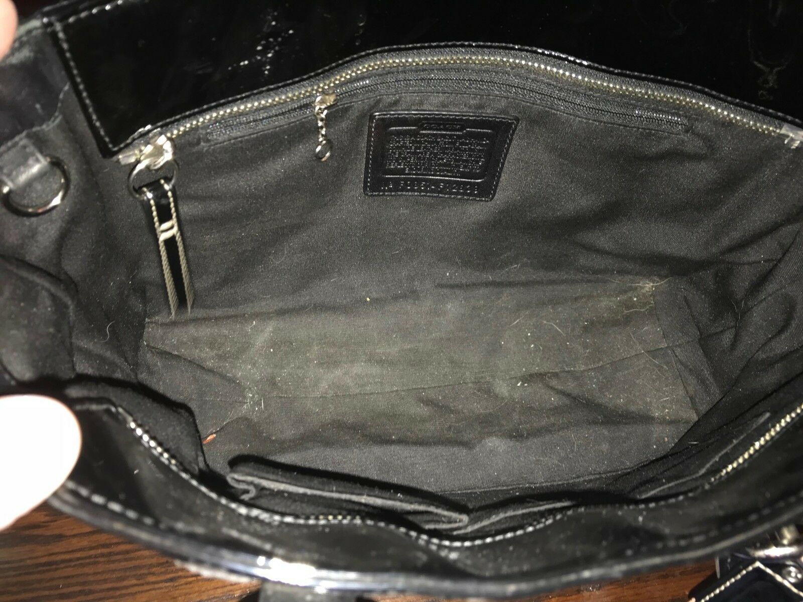 Used COACH Black Patent Leather Shoulder Bag Silver Hardware Women