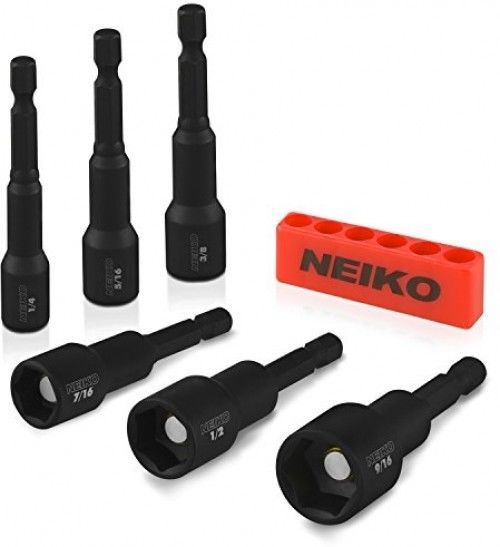 6pc 7//16/" x 2-9//16/" Long Magnetic Nut Driver Set Power Drill Bit Holder Setter