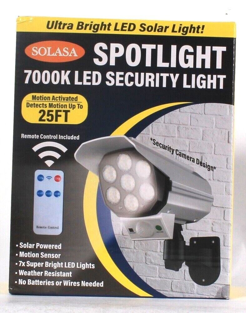 Solasa Ultra Bright 7000K LED Solar Security Spotlight Motion Activated To 25ft Outdoor