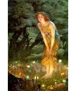 MIDSUMMER EVE FAIRY FOREST LITTLE FAIRIES 1909 PAINTING BY EDWARD HUGHES REPRO - $10.96 - $62.90