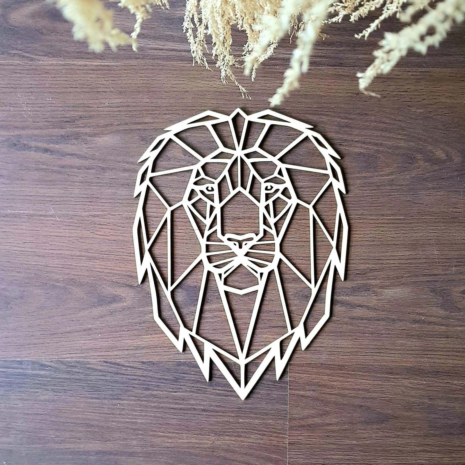 Wooden Geometric Lion Head Wall Decor, Wooden Decor, Wooden Wall decor