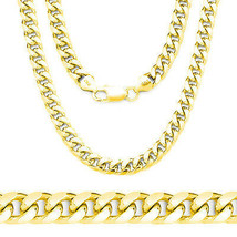 14k Yellow Gold 925 Sterling Silver Miami Cuban Curb Link Italian Chain ... - $52.46