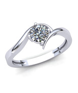 0.10 Ct Round Cut Diamond Bypass Wedding Engagement Ring 14k White Gold ... - $85.99