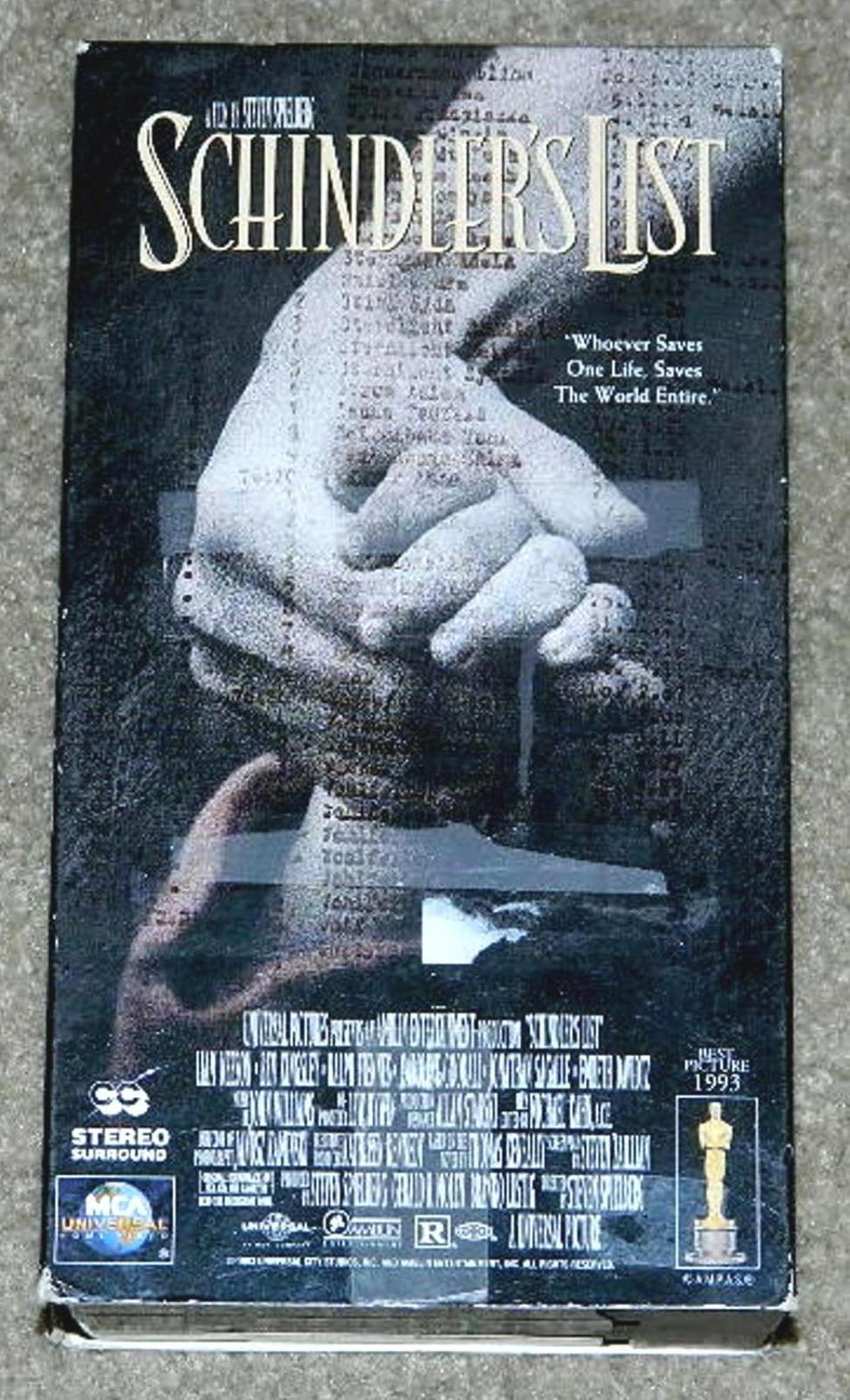 Schindler's List VHS Liam Neeson Ben Kingsley Ralph Fiennes VHS Tapes