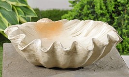 Shell Replica Bowl Poly Stone 15" Long Nautical Seaside Ocean Home Garden Decor