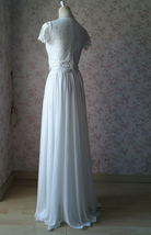 Side Slit Maxi Chiffon Skirt Dusty Blue Wedding Chiffon Bridesmaid Outfit Plus image 10