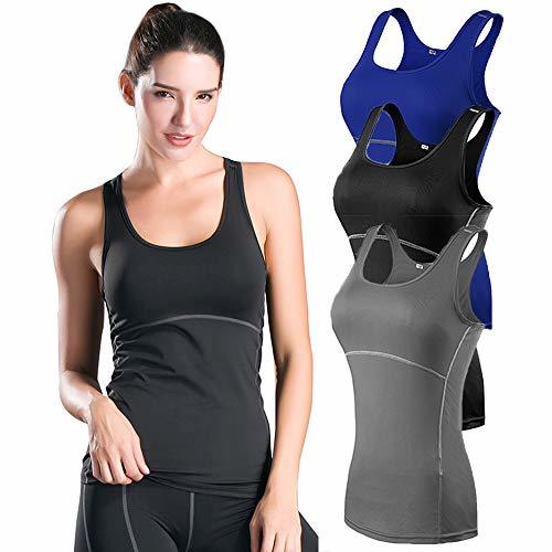 ENIDMIL Women's Compression Shirts Base Layer Dry Fit Tank Top XL, 3