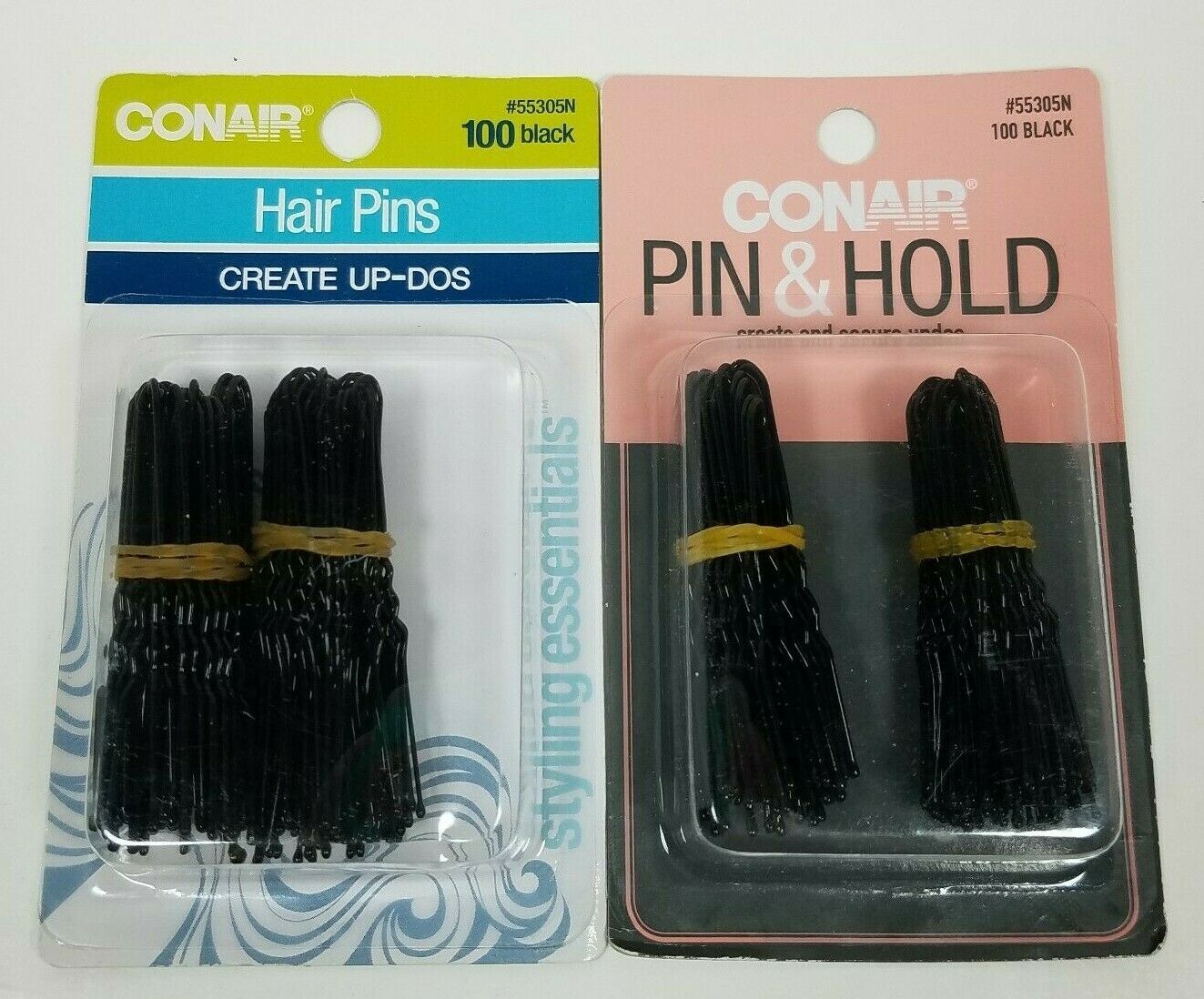 Primary image for Conair Black 100 ct Hair Pins #55305N Lot of 2 Packaging May Vary