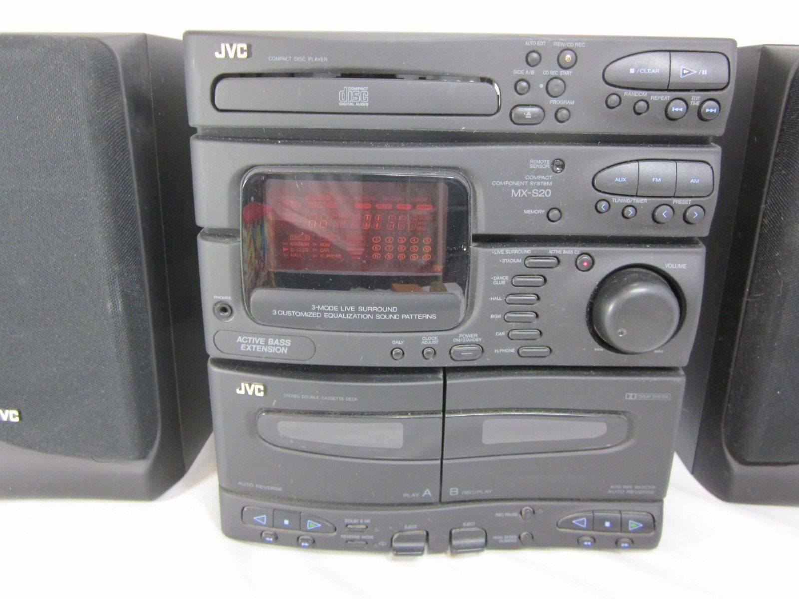 Jvc Compact Shelf Stereo Dual Cassette Cd Tuner Receiver Remote Ca S20bk Compact And Shelf Stereos 1243