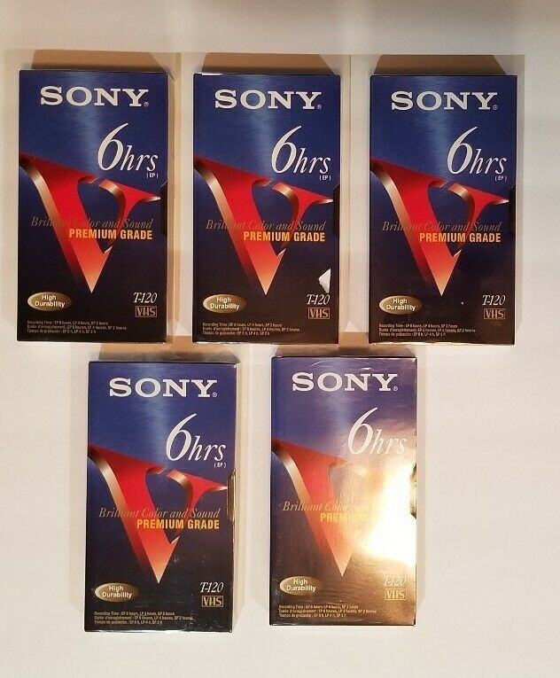 2 Lot SONY 6 Hours Blank Video Tape Premium Grade T-120 VHS VCR NEW ~ Sealed 