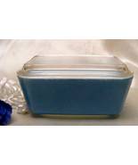 2114 Antique Pyrex Glass Turquoise Covered Refrigerator Dish - $19.00