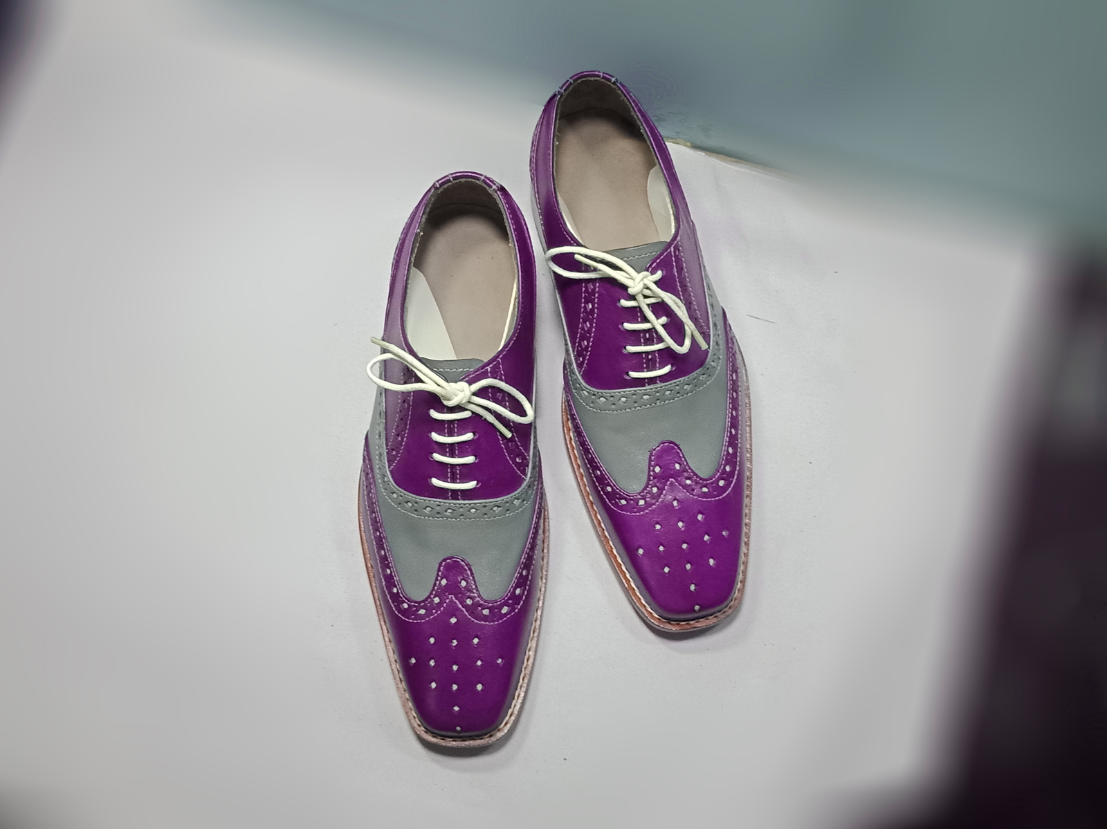 wingtip two tone shoes