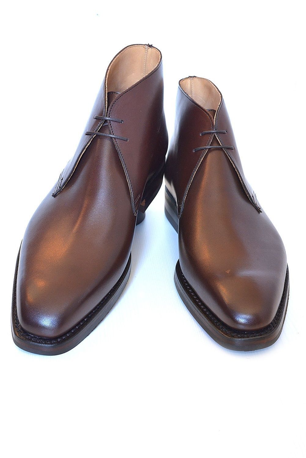 Bespoke Men's Brown Leather Formal Dress Chukka Leather Boots