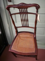 NO SHIPPING.  Authentic Wood Antique 1800&#39;s CHAIR caned seat, many fine ... - $54.45