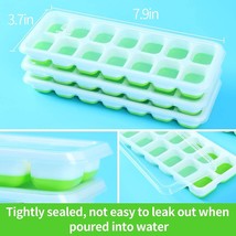 3 Flexible Silicone Ice Cube Molds with Lids   -   Make 14 Cubes Each   -  Green image 1