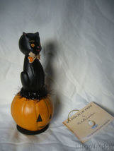 Bethany Lowe Black Cat Halloween Kitty on a Jack O Lantern Pumpkin image 4