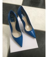 NIB 100% AUTH Christian Dior Cherie Blue Leather Pointy Pumps 10cm $650 - $398.00