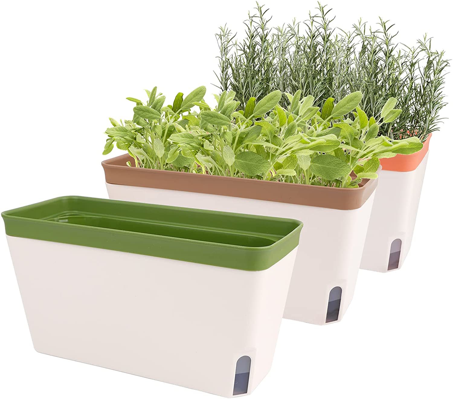 Primary image for OurWarm Windowsill Herb Planter Box Indoor Set of 3, 10.5 Inch Self Watering