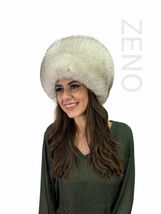 Natural White Fox Fur Full Hat Saga Furs All Fur Round Hat Adjustable image 6