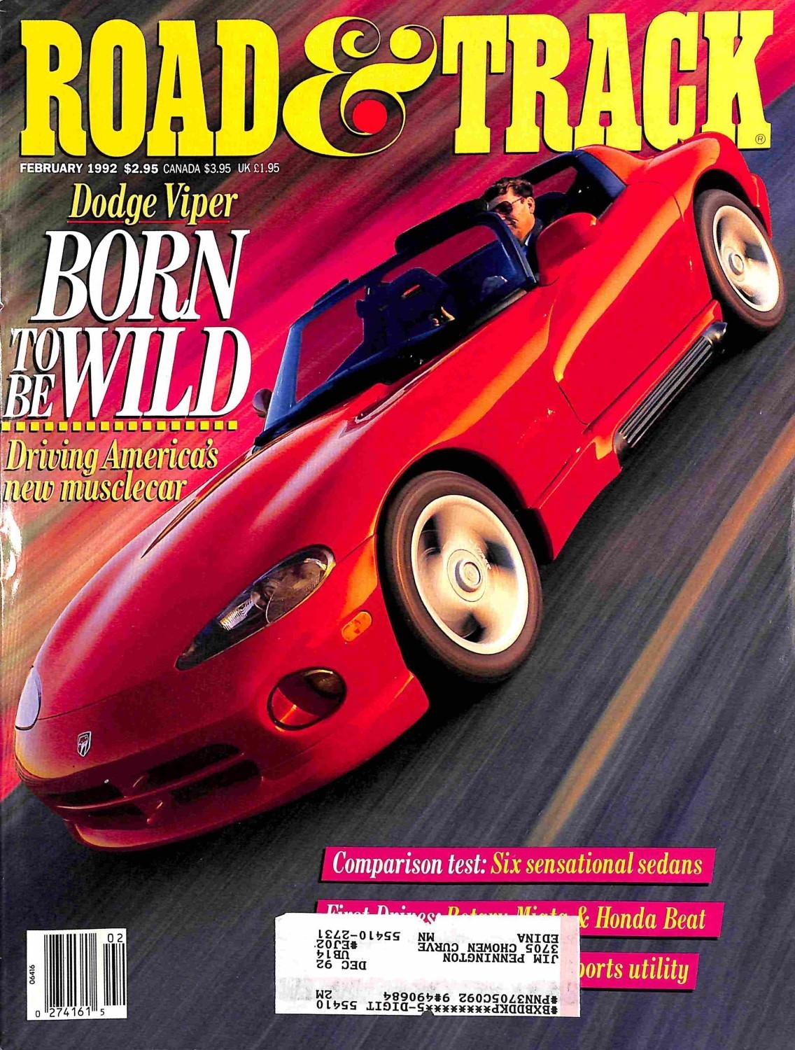 Road and Track, February 1992 Magazine Back Issues