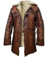 Bane Dark Knight Rises Cosplay Costume Brown Leather Fur Shearling Trenc... - $179.00