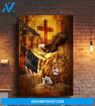 Jesus, God Blesses Our America The Cross Canvas | Eagle With US Flag Canvas - $49.99