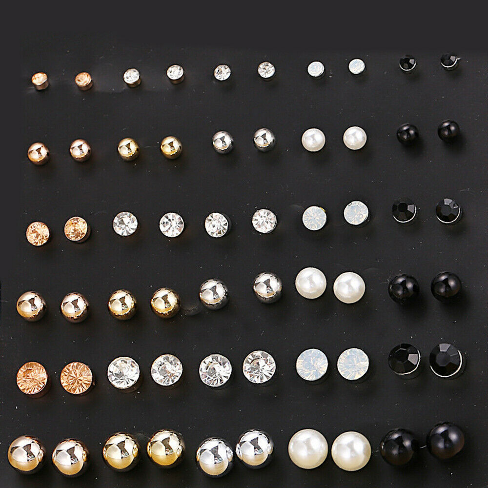 Unbranded - Silver cz stud earrings cubic zirconia women 5pc earrings set