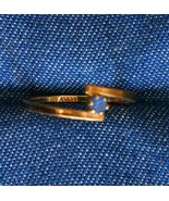 Avon Mid Century Modern Prong-set Blue Rhinestone Gold-tone Ring vintage... - $12.95