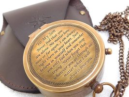 Brass Engraved Quote Compass | Gifts for Men, Son, HIM, BOY | to My Son - Never 