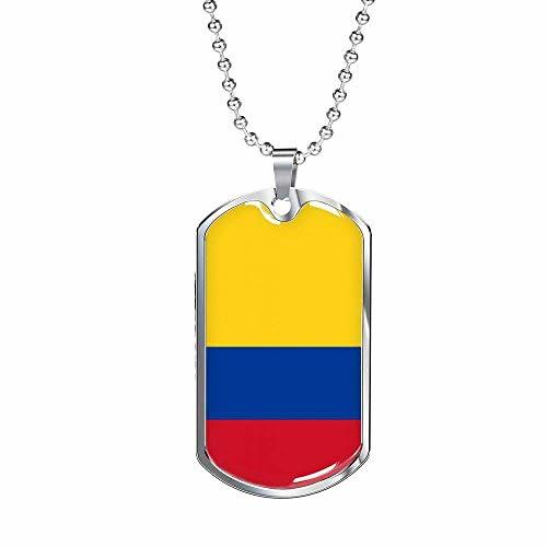 Express Your Love Gifts Colombia Flag Necklace Colombia Flag Engraved 18k Gold D