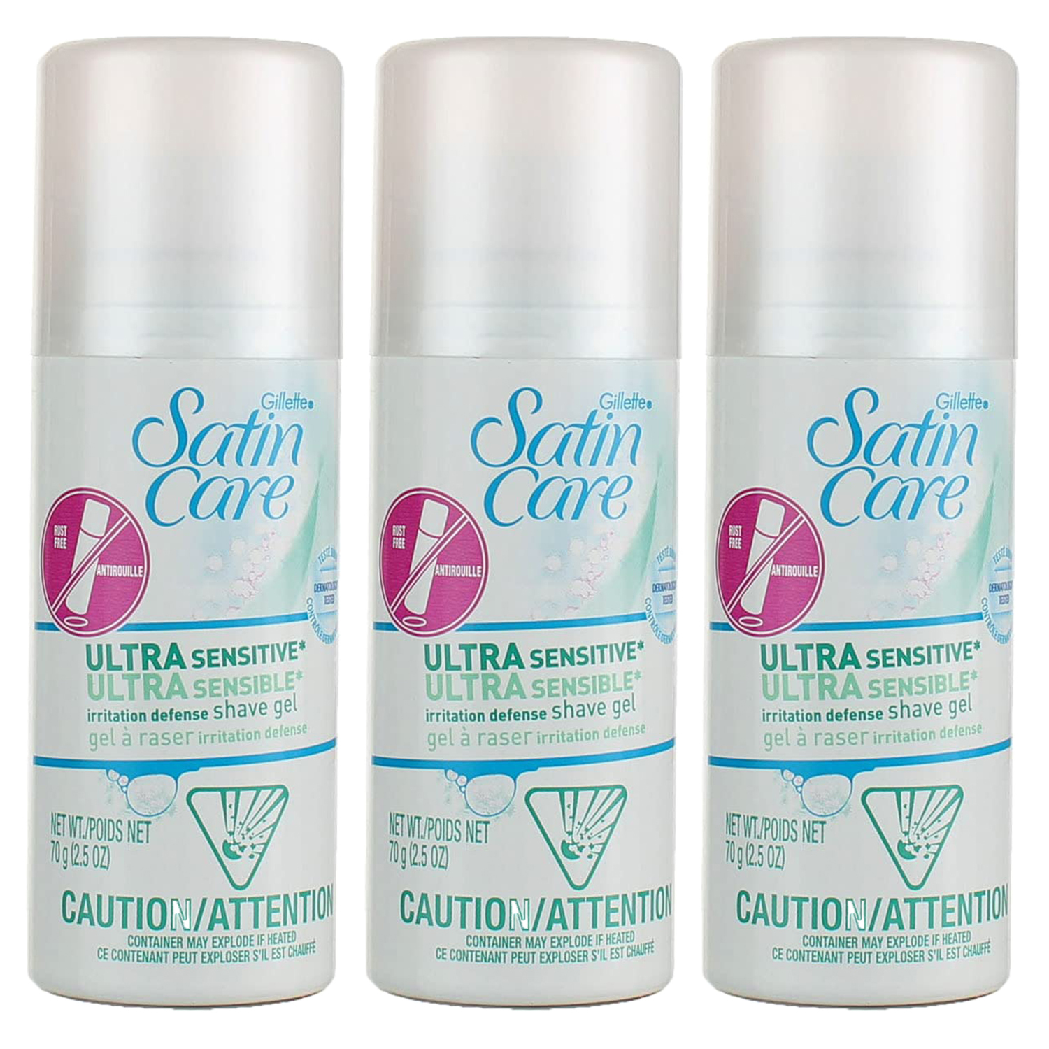 Primary image for Pack of (3) New Satin Care Shave Gel Ultra Sensitive 2.5 Ounce