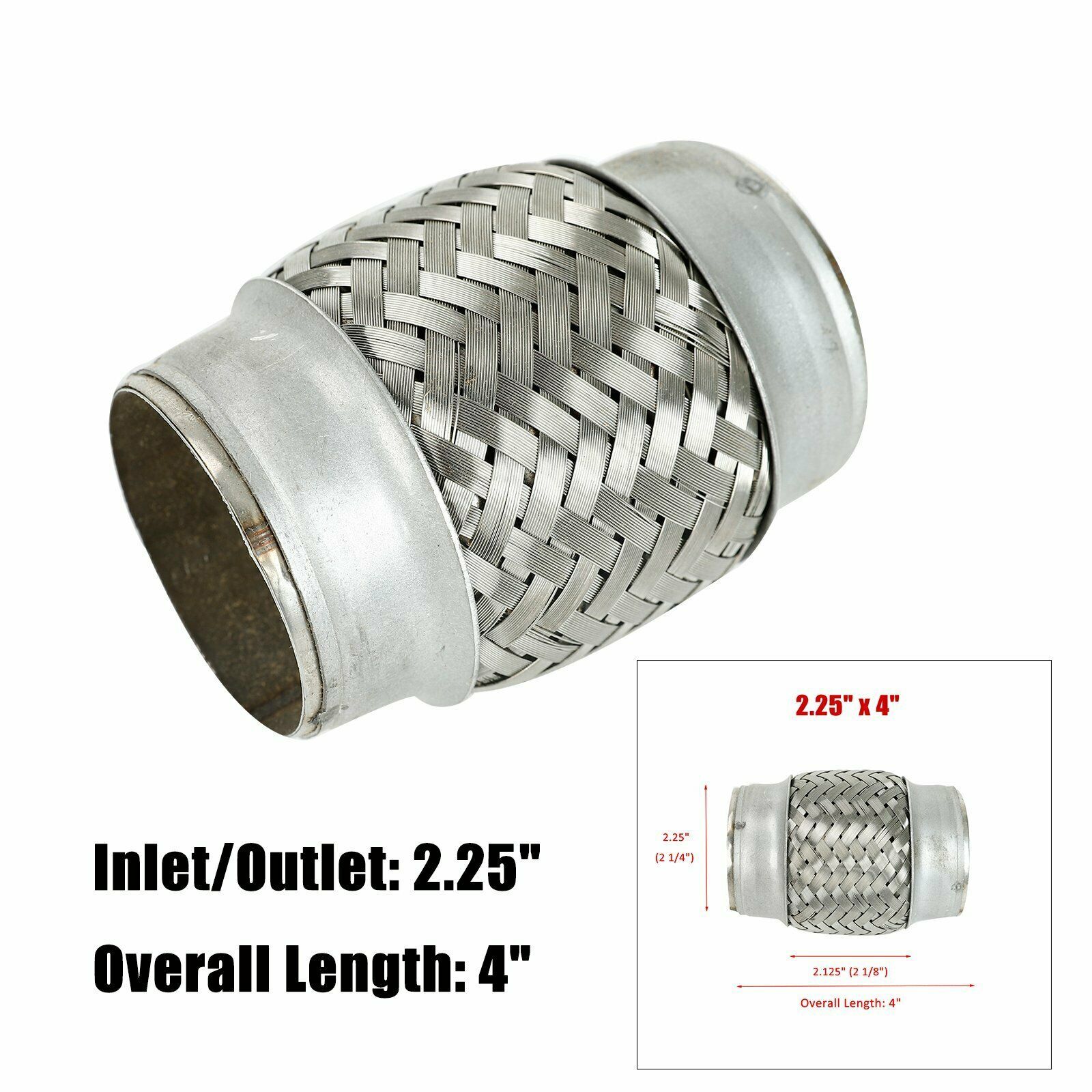 Exhaust Flex Pipe Coupling Adapter Stainless Steel Double Braid 2.25 x 4