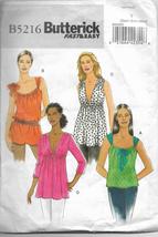 Butterick B5216 Women Misses Tunics and Tops, Sizes Xsmall, Small, Medium - $16.00
