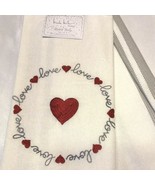 Valentine&#39;s Kitchen Set of 2 Nicole Miller Towels Love Embroidered Holid... - £13.67 GBP